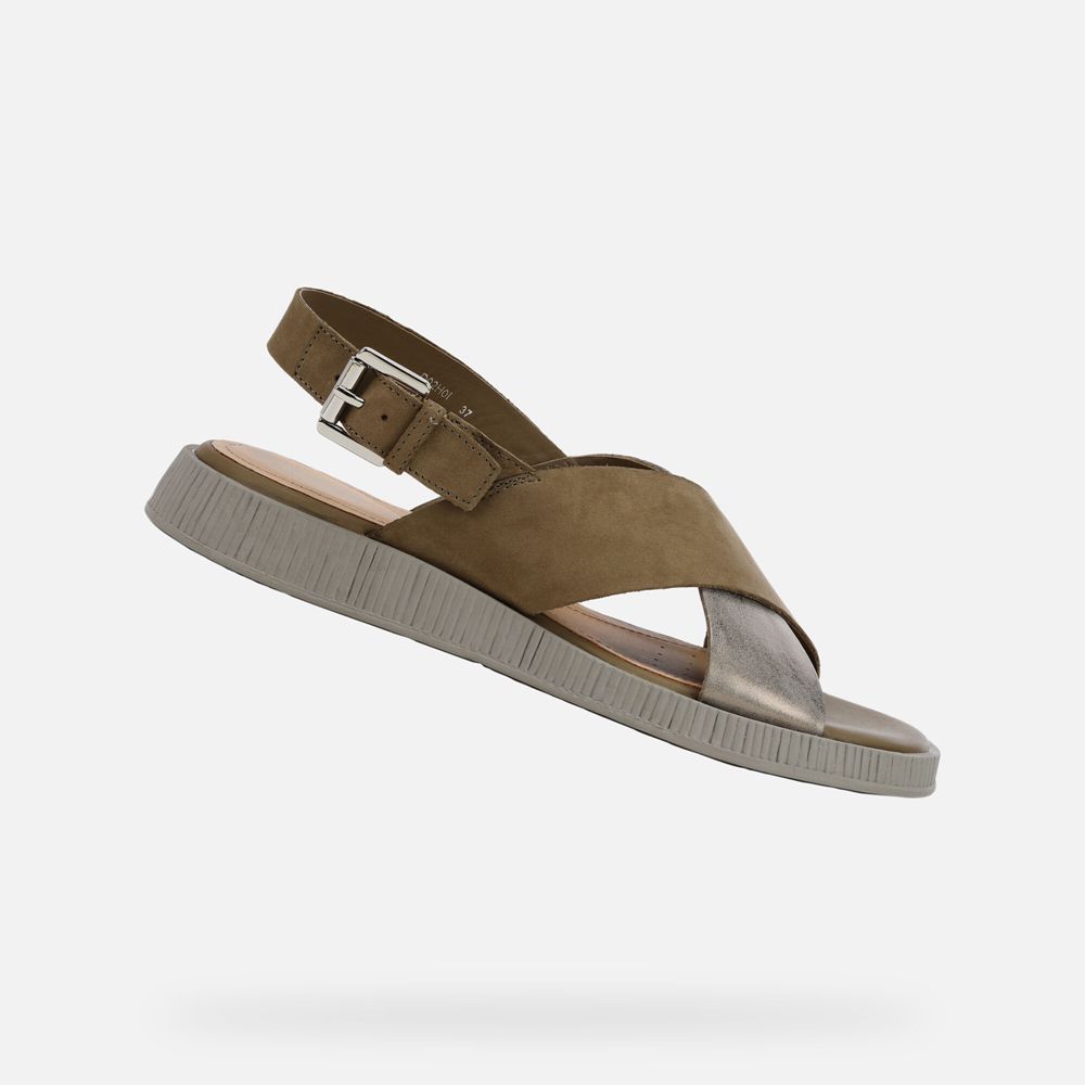 Geox Bayan Sandalet Koyu Zeytin Yeşili - Taormina - INH-039751